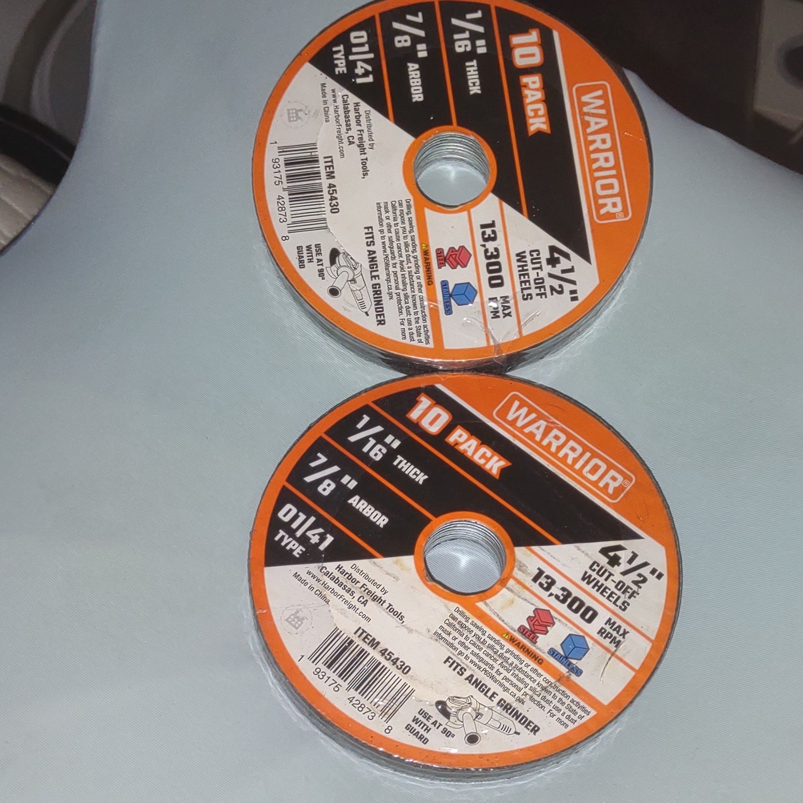 Warrior 4-1/2in Cut-Off Wheels Type 01/41 1/16in 10pk 13,300 RPM 45430