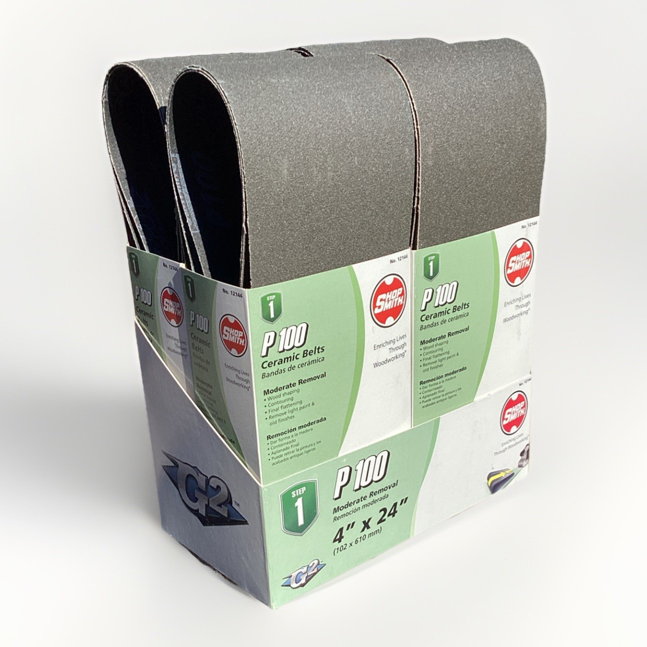 12 Shop Smith 4 in x 24 in Ceramic Sanding Belts P100 12-Belts In Pack