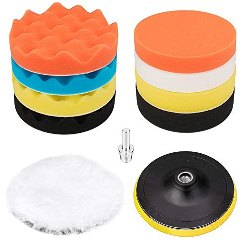 6 Inch Buffing and Polishing Pad Kit 11 PCS with Drill Adapter 6Inch-11PCS