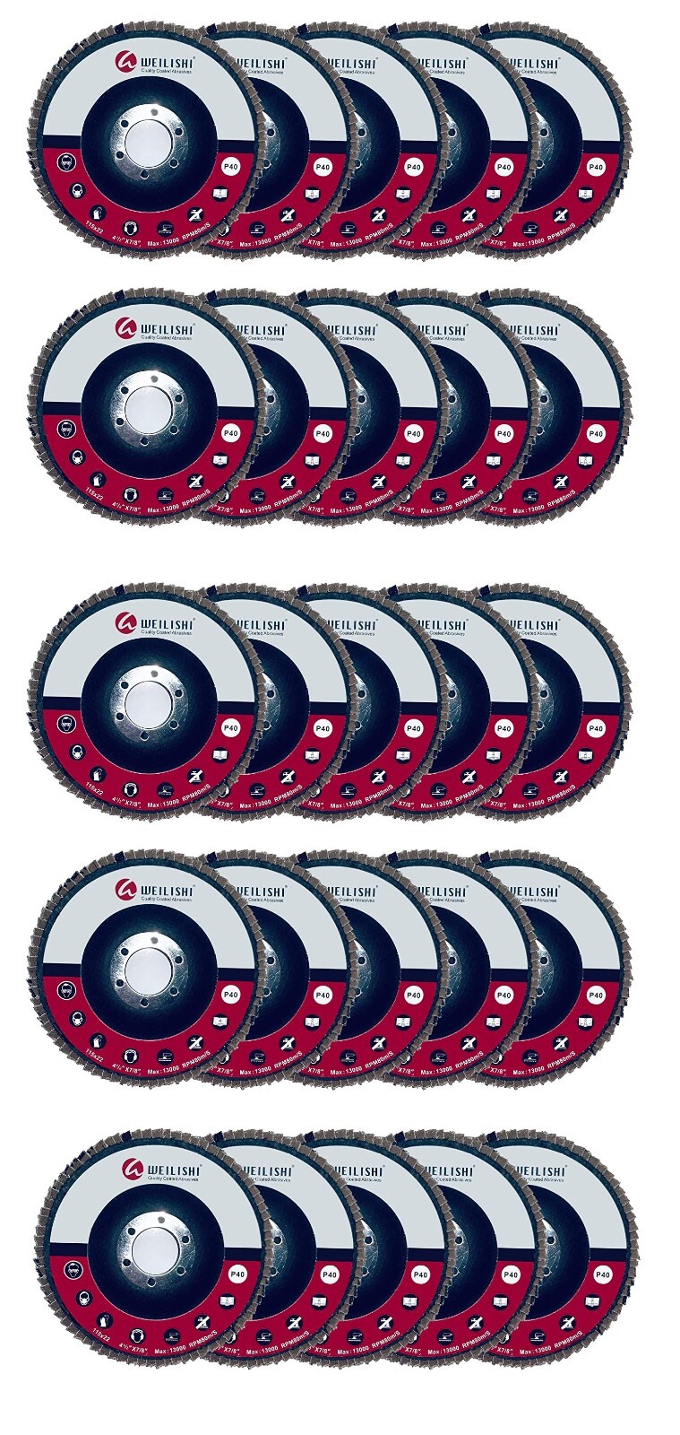 Flap Disc Grinding Wheel 5″ 60 80 Grit 4 1/2″ x 7/8″ German Weilishi