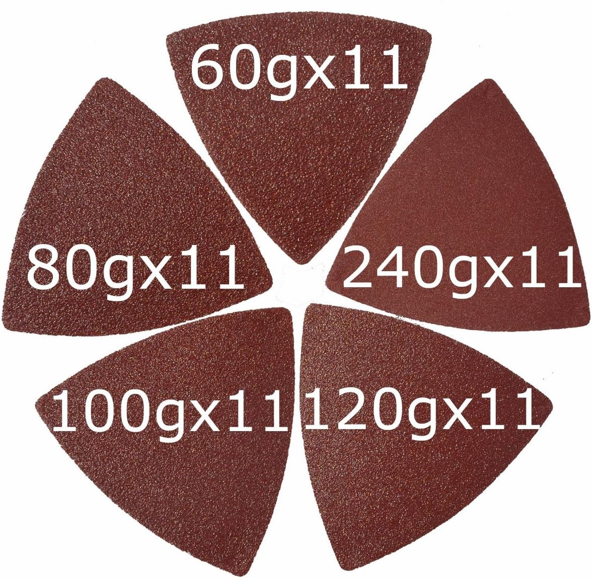 Triangular Oscillating Sanding Pads 3-1/8″ – 55 Pcs Assorted Grits for Woodwork