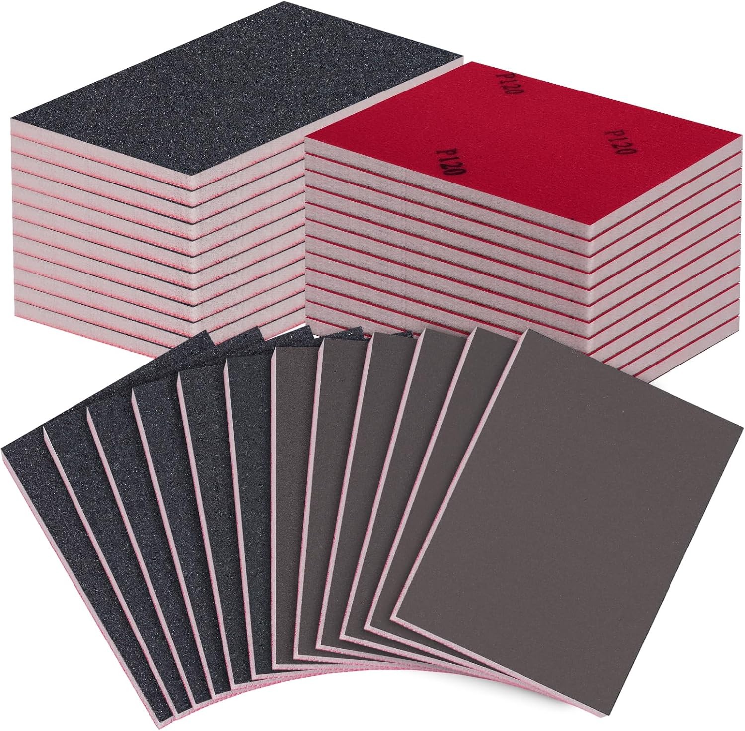 24 Pack Washable Reusable Sanding Sponge Set, 120-3000 Grit Fine Sandpaper