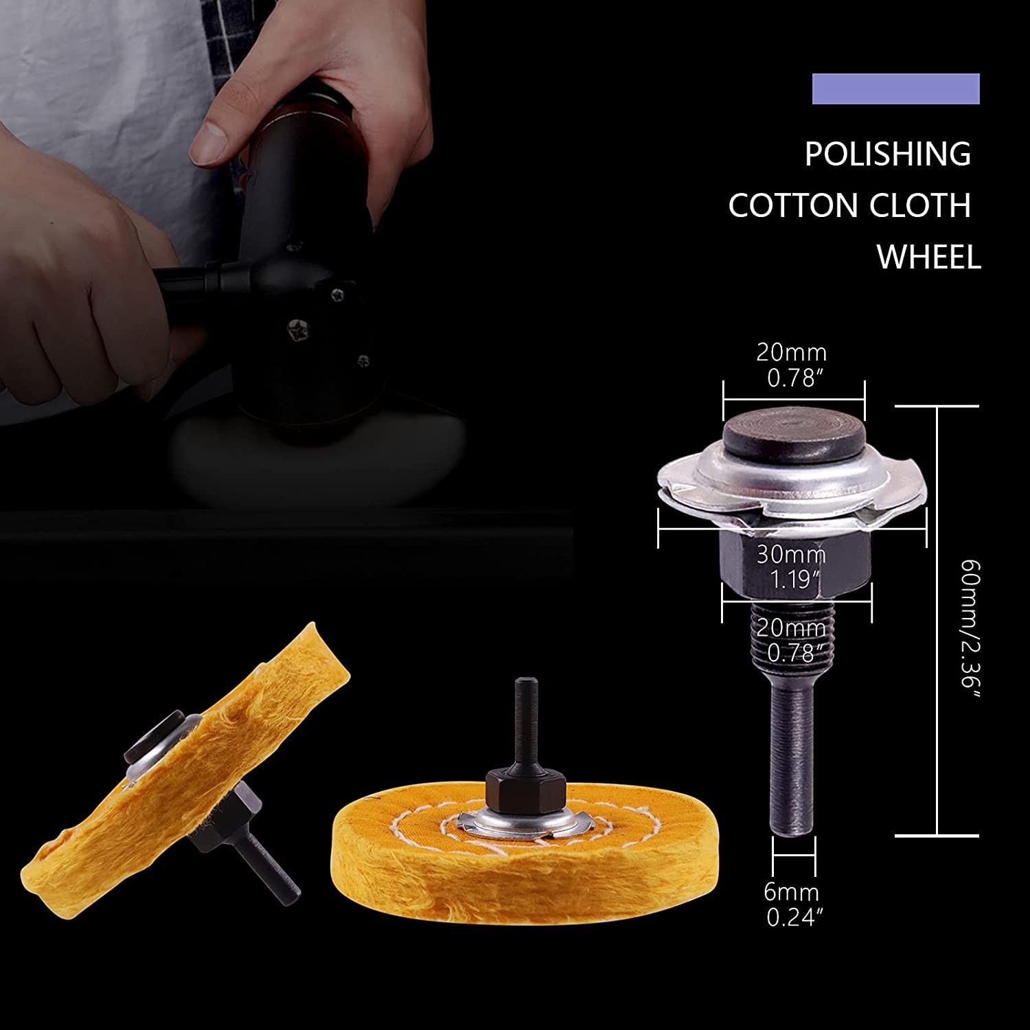 4” Buffing Wheel with Polishing Compound and 1/4” Shaft Drill Adapter Set, 8 …