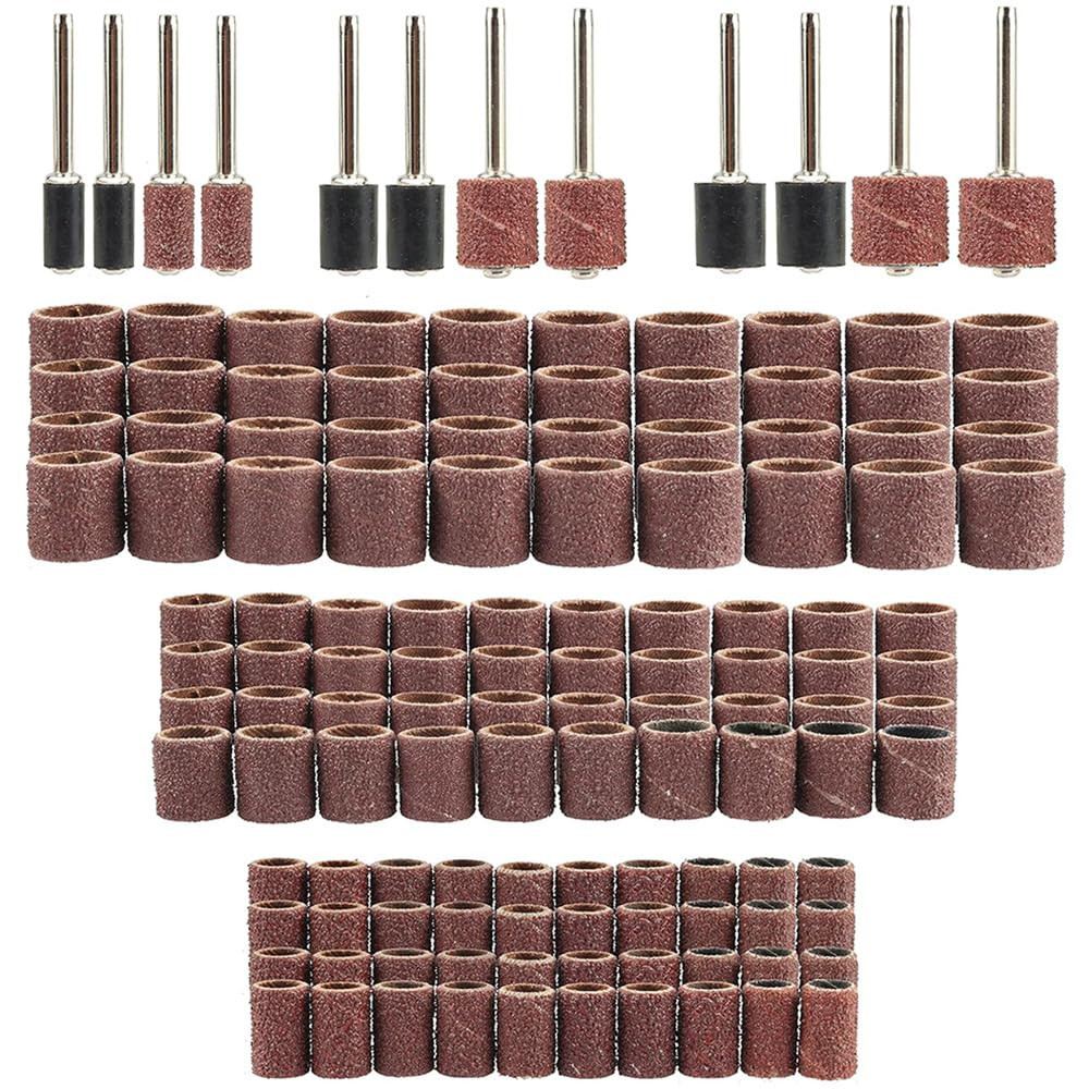 132Pcs Aluminum Oxide Sanding Drums Kit, 80/120/180 Grit Sanding Sleeves with 3M