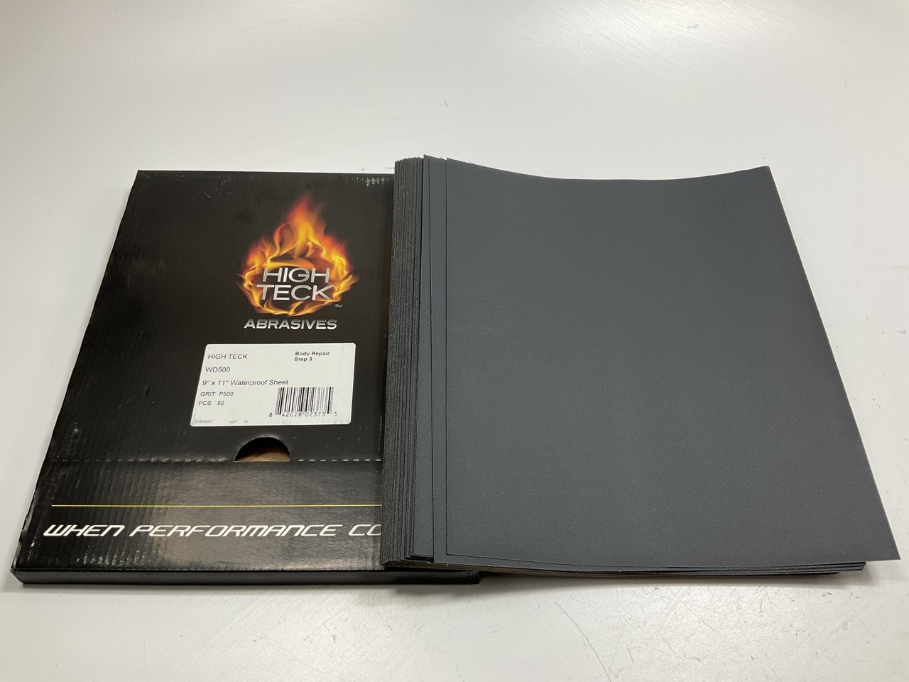 High Teck WD500 9″ X 11″ Waterproof Sandpaper Sheets, P500 Grit, 50 Sheets