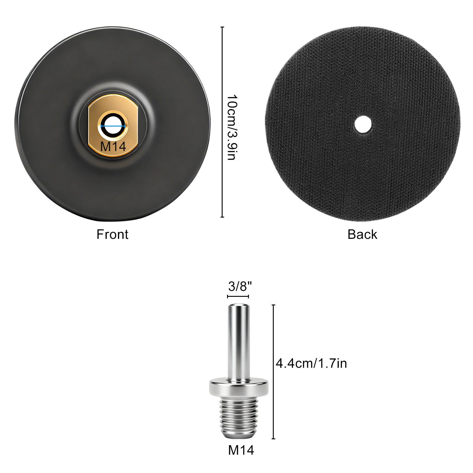 4″ Polishing Grinding Discs Hook and Loop Backing Pad for M14 Angle Grinders