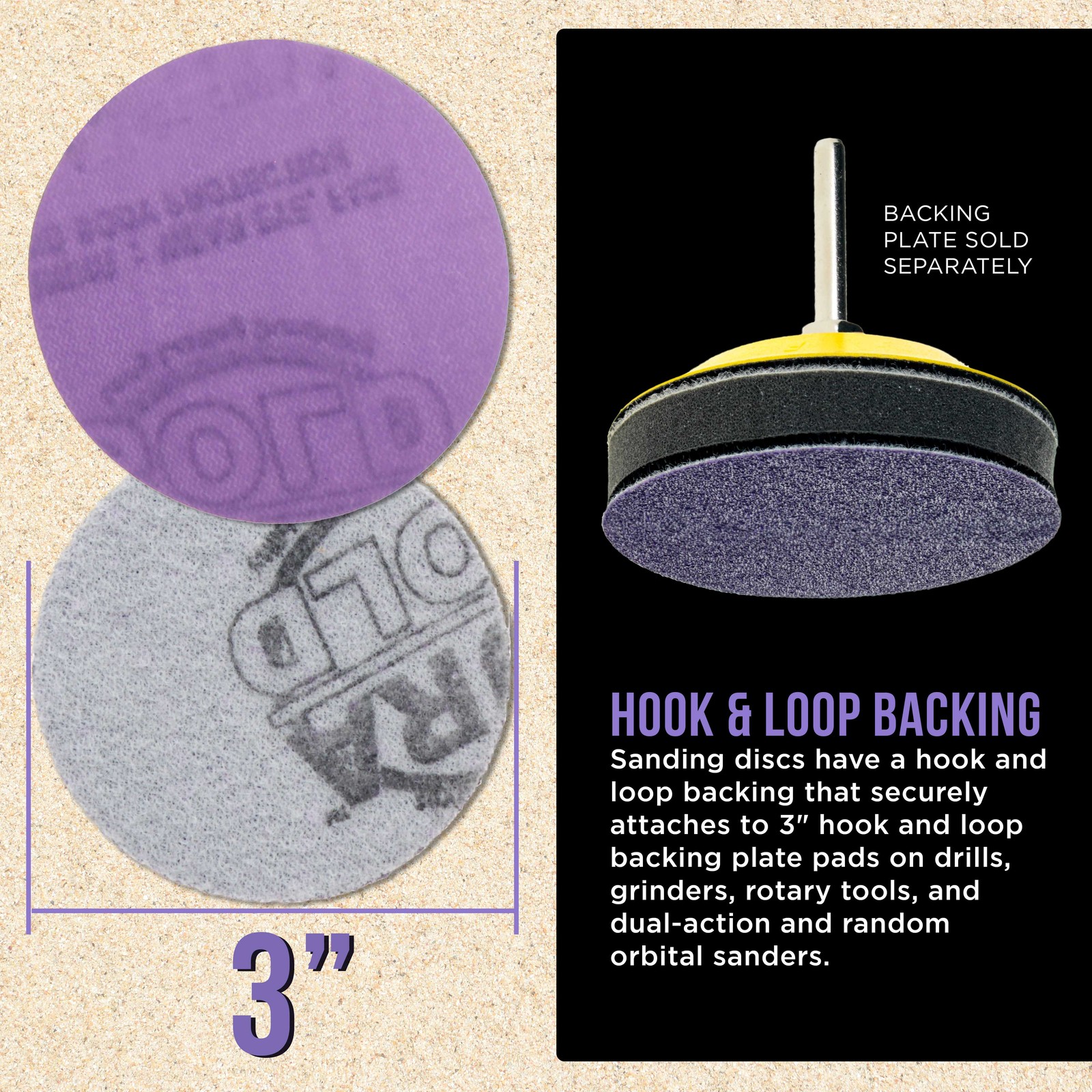 1500 Grit 3″ Purple Ceramic Sanding Discs, Box of 30 – Hook & Loop Sandpaper
