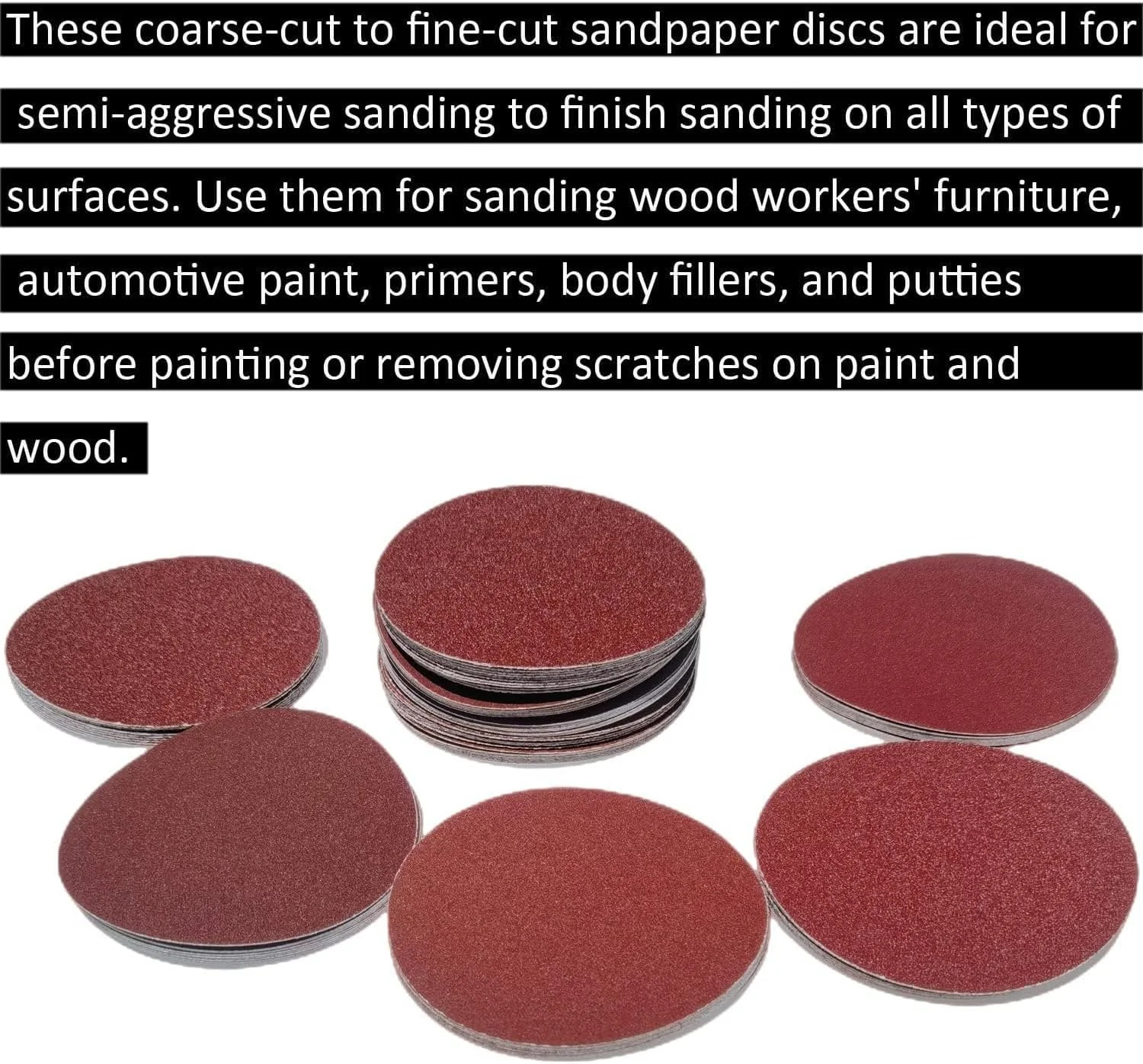 60 PCS 5″ PSA Sanding Discs-10 Each of 80, 100, 120, 180,240, 400 Grit – 5 Inch