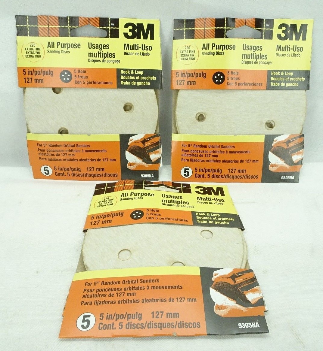 5″ Inch 5 Hole Dust Free Discs Extra Fine 220 Grit (3 Pack) TF