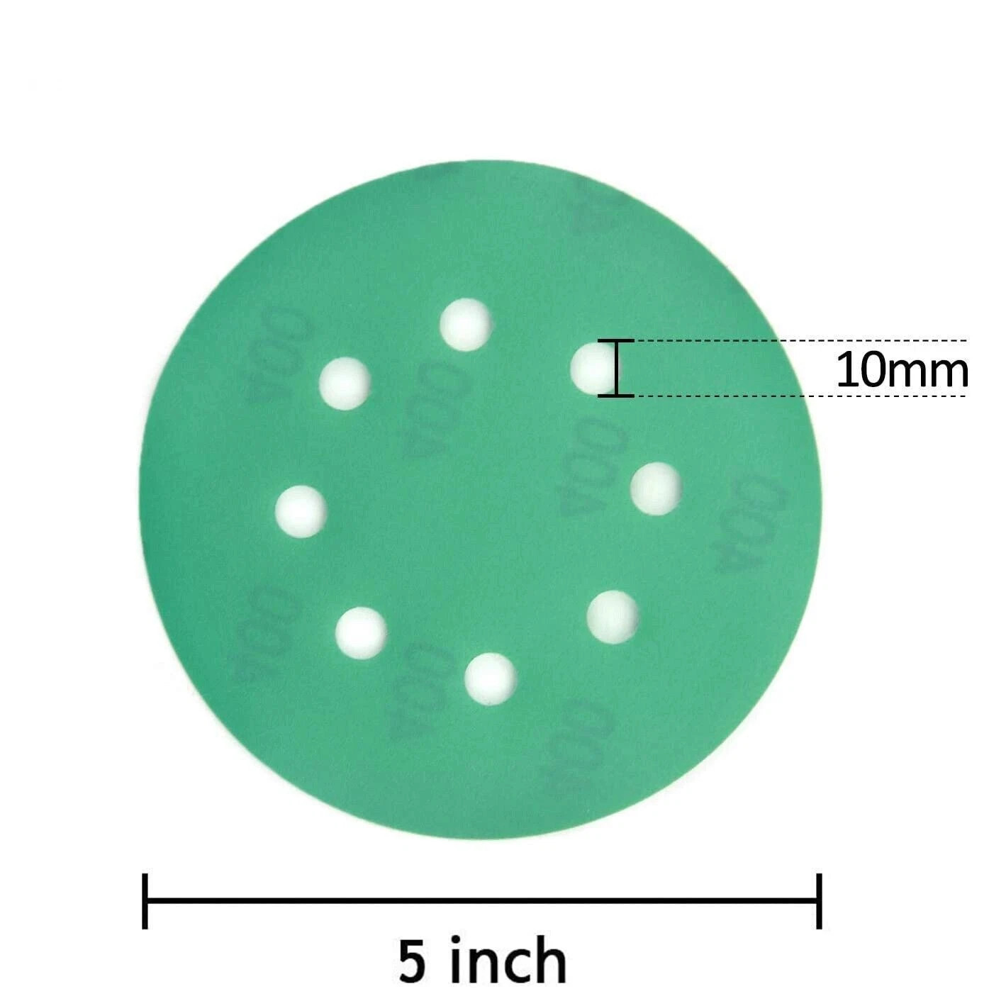 200PCS 5 Inch Film Sanding Discs 8 Hole P400 for Wood Metal Automotive Polishing
