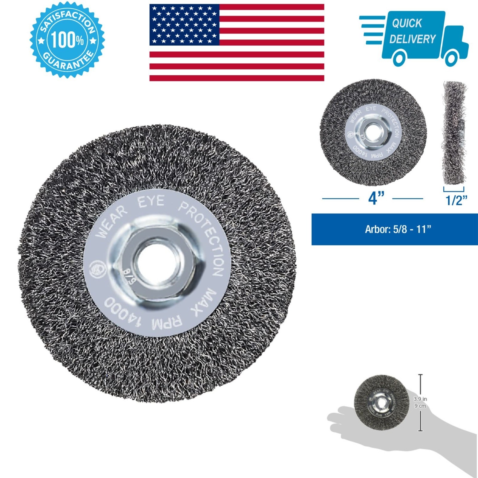 Mercer Abrasives 4″ Crimped Wire Wheel Brush for Angle Grinder