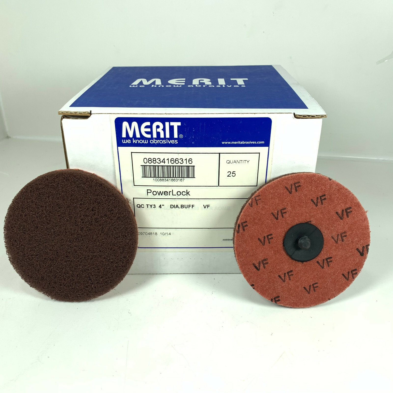 Merit Powerlock 4″ Buffing Disc QC Type 3 Very Fine 08834166316 QTY (25)