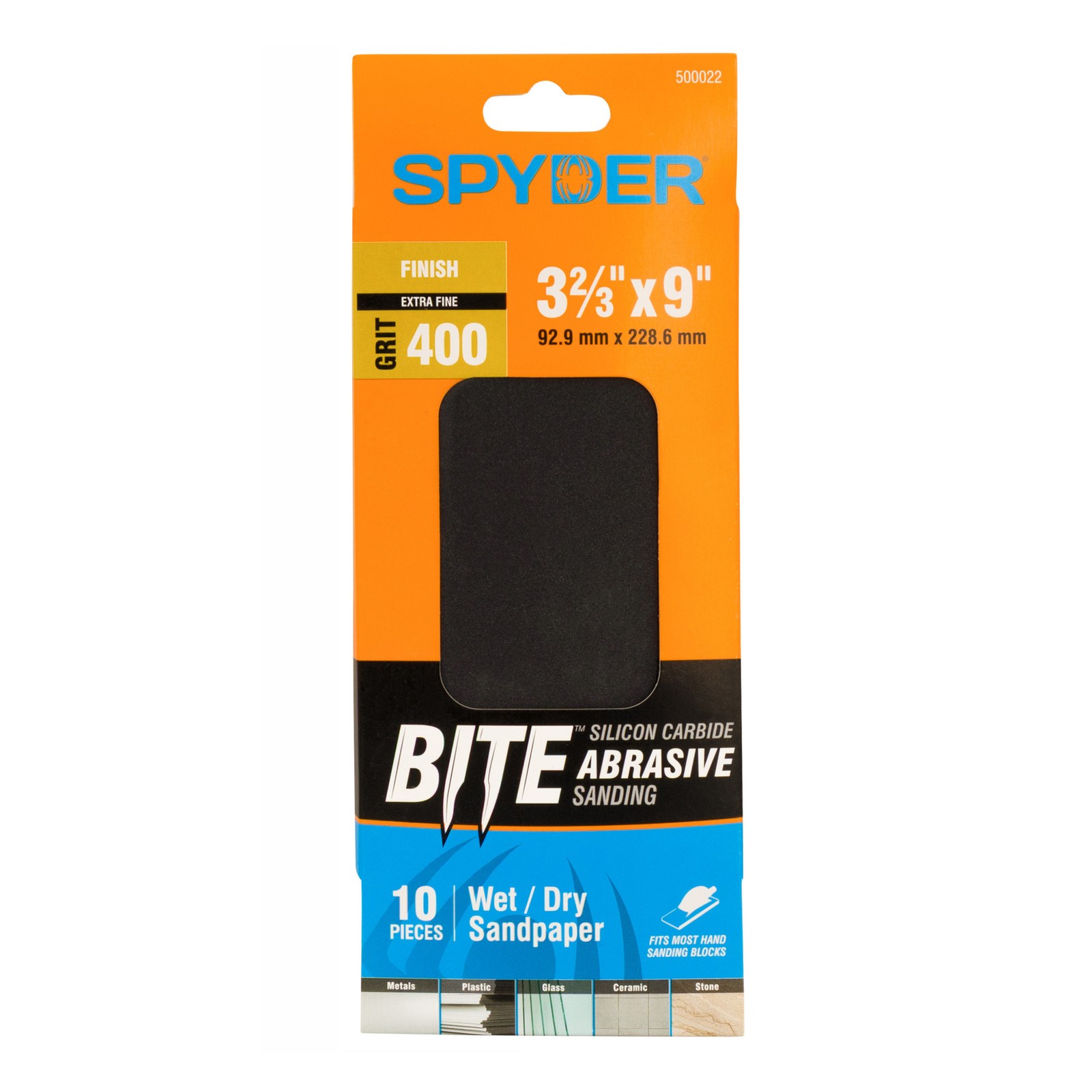 Spyder 3-2/3 in. x 9 in. 400 Grit Wet/Dry Sandpaper Sheets 10-Pack 500022