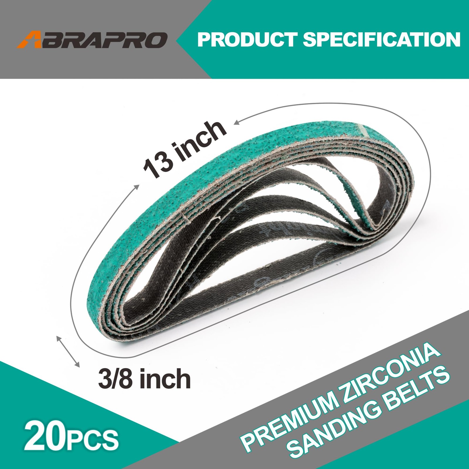 20 PCS 3/8×13 Inch Zirconia Sanding Belts 40 Grits Belt Sander Paper Wood