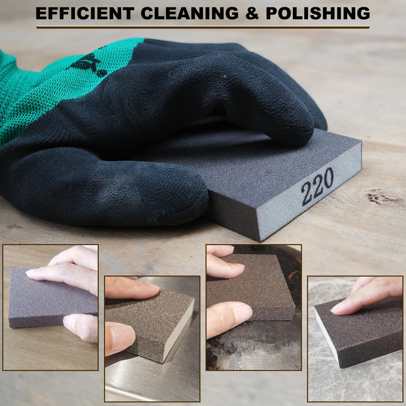 4 Pack Hand Sanding Sponge Set 120 220 320 400 Grit Coarse Medium Fine Grit S…