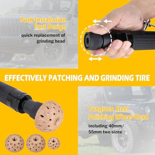 Air Tire Repair Kits, Wheel Polish Patch Tools, Includes 2500RPM Low Speed