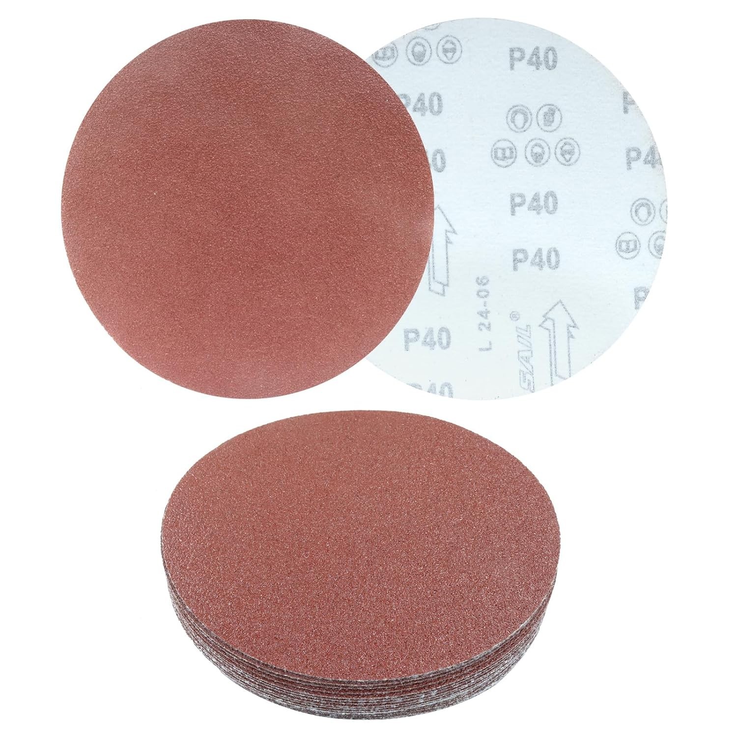 50 Pack 40 Grit 7 Inch Hook-and-Loop Sanding Discs | Aluminum Oxide, Grinding…
