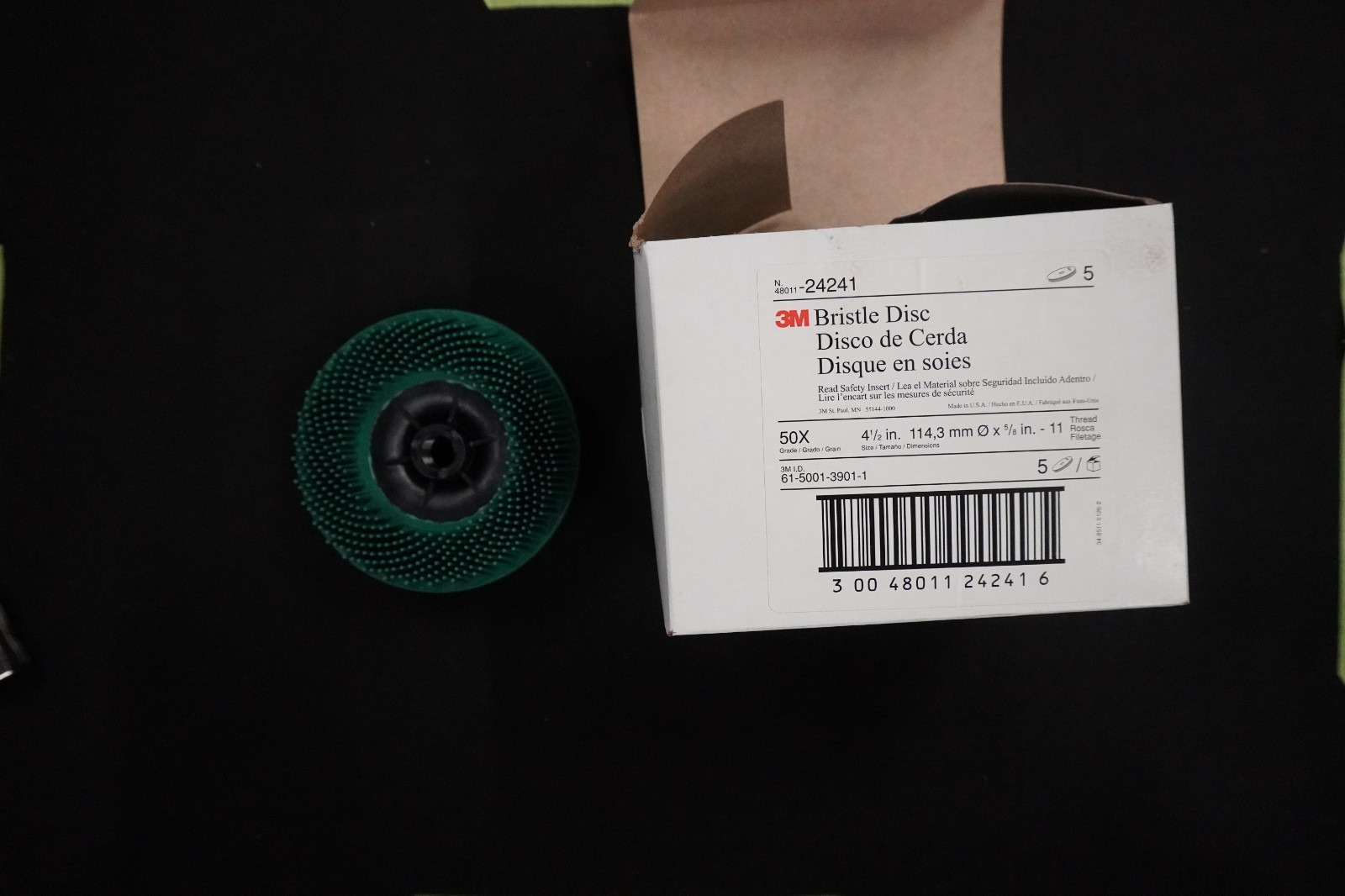 3M 24241 Bristle Disc 4-1/2″ 50 Grit Green Roloc Radial Bristle 5 Pack NEW