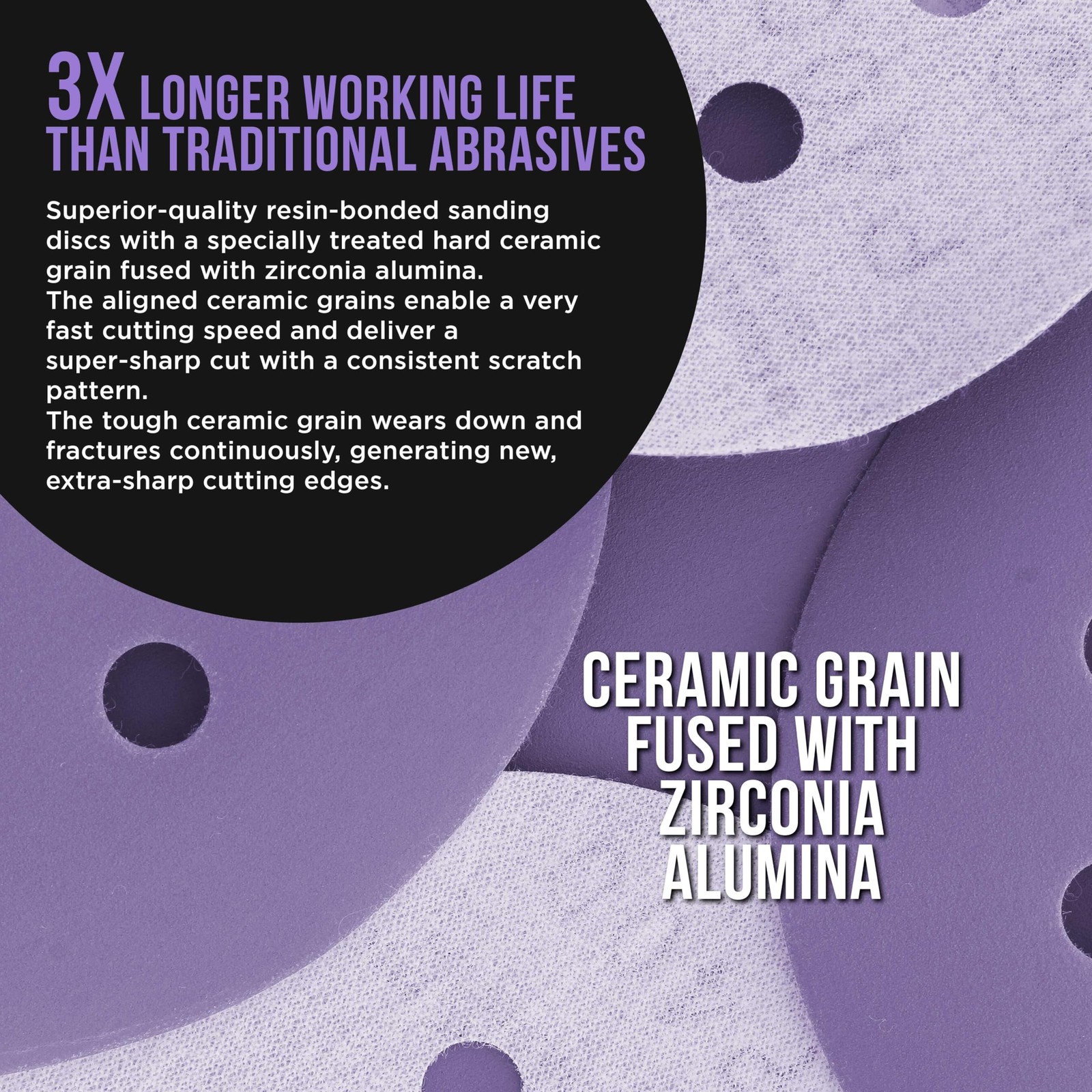 Dura-Gold Premium 800 Grit 5″ Purple Film Ceramic Sanding Discs,