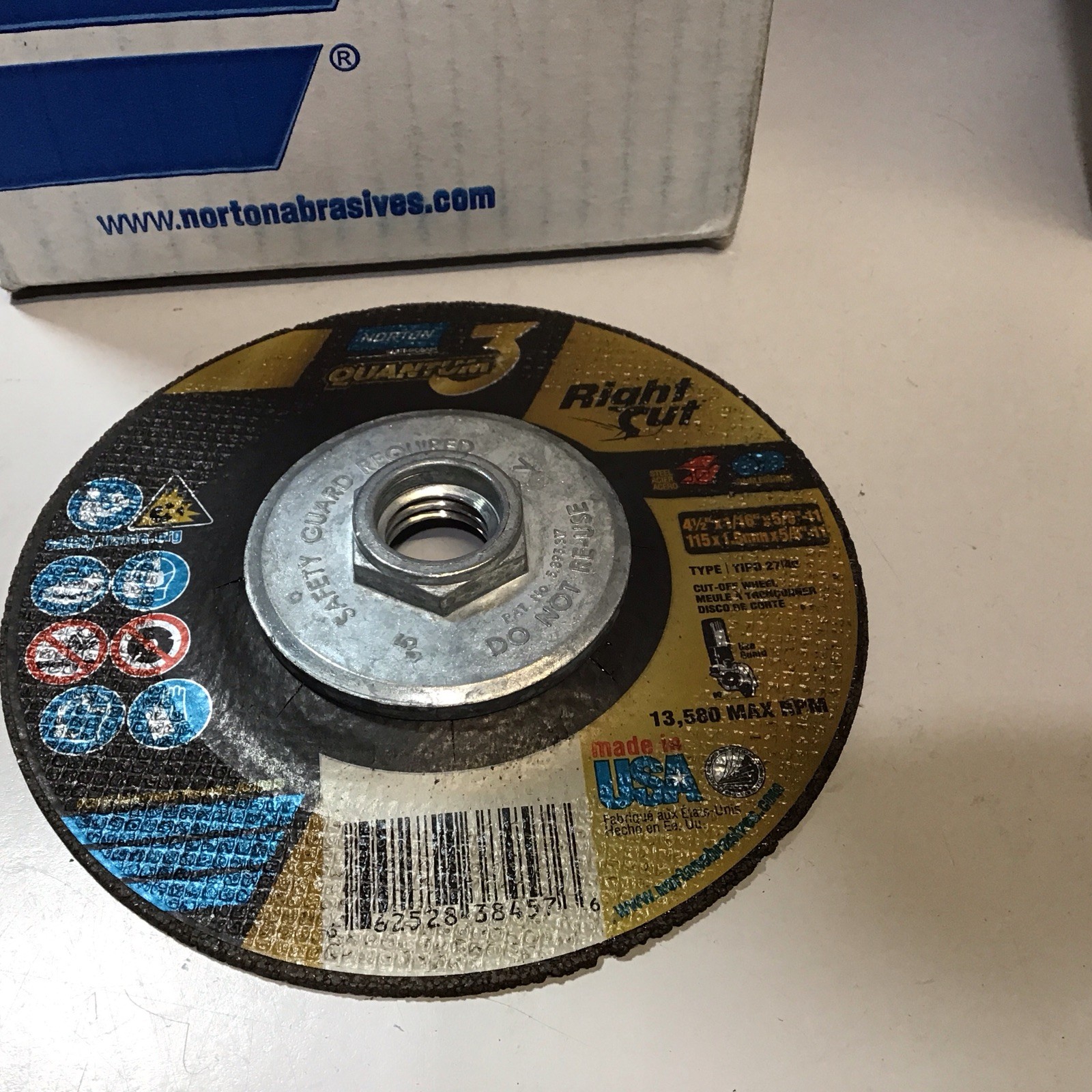 (Lot Of 28) NORTON 66252838457 Cut-Off Wheel,Type27,4 1/2” X 1/16” X 5/8” -11