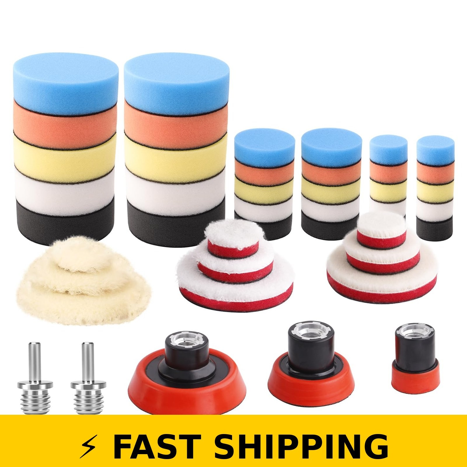 ZFE 44Pcs Car Foam Polishing Pad Kit for Detail Buffing