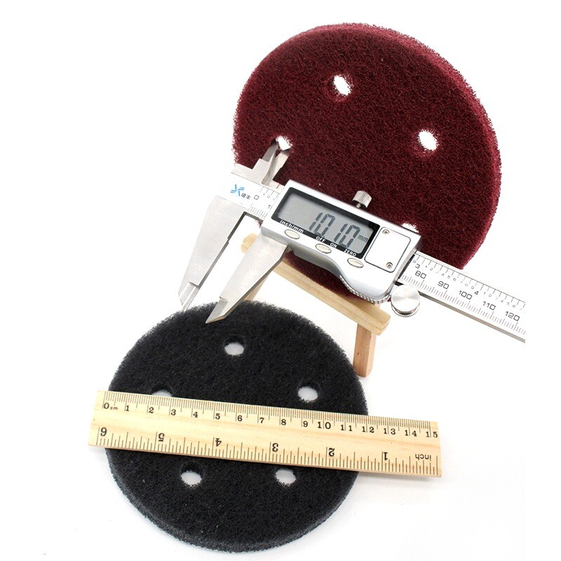 5 inch Drill Brush Scouring Pads 5 Hole Hook&Loop Polished Scrubber Grit 240-800