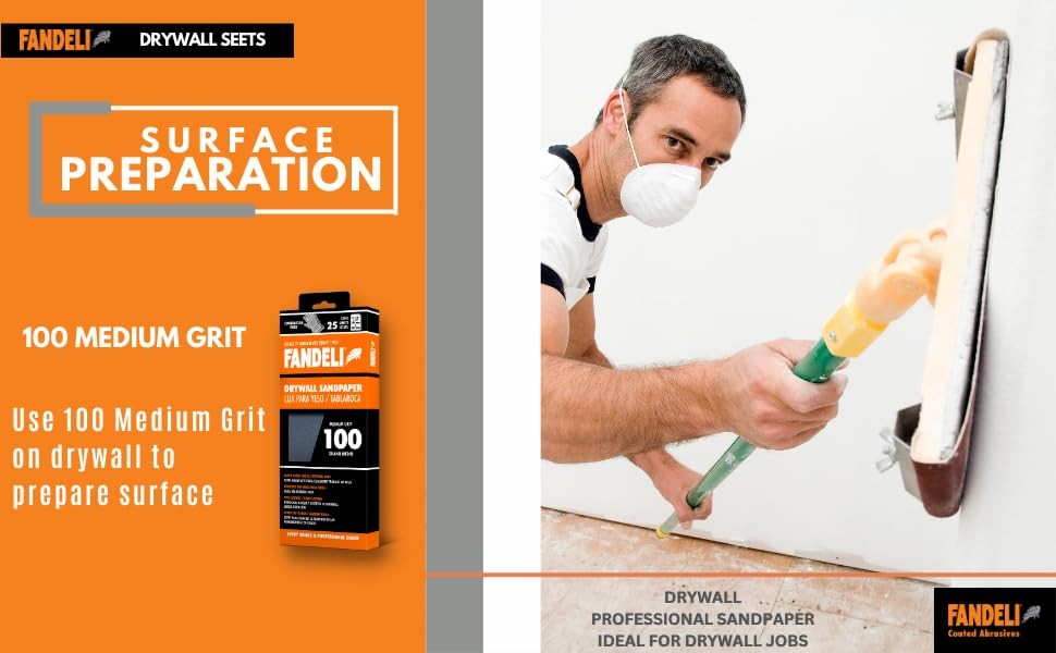 25 Sheets 4.25×11 inch Sanding Paper 100 Grit for Drywall Orbital Sanders
