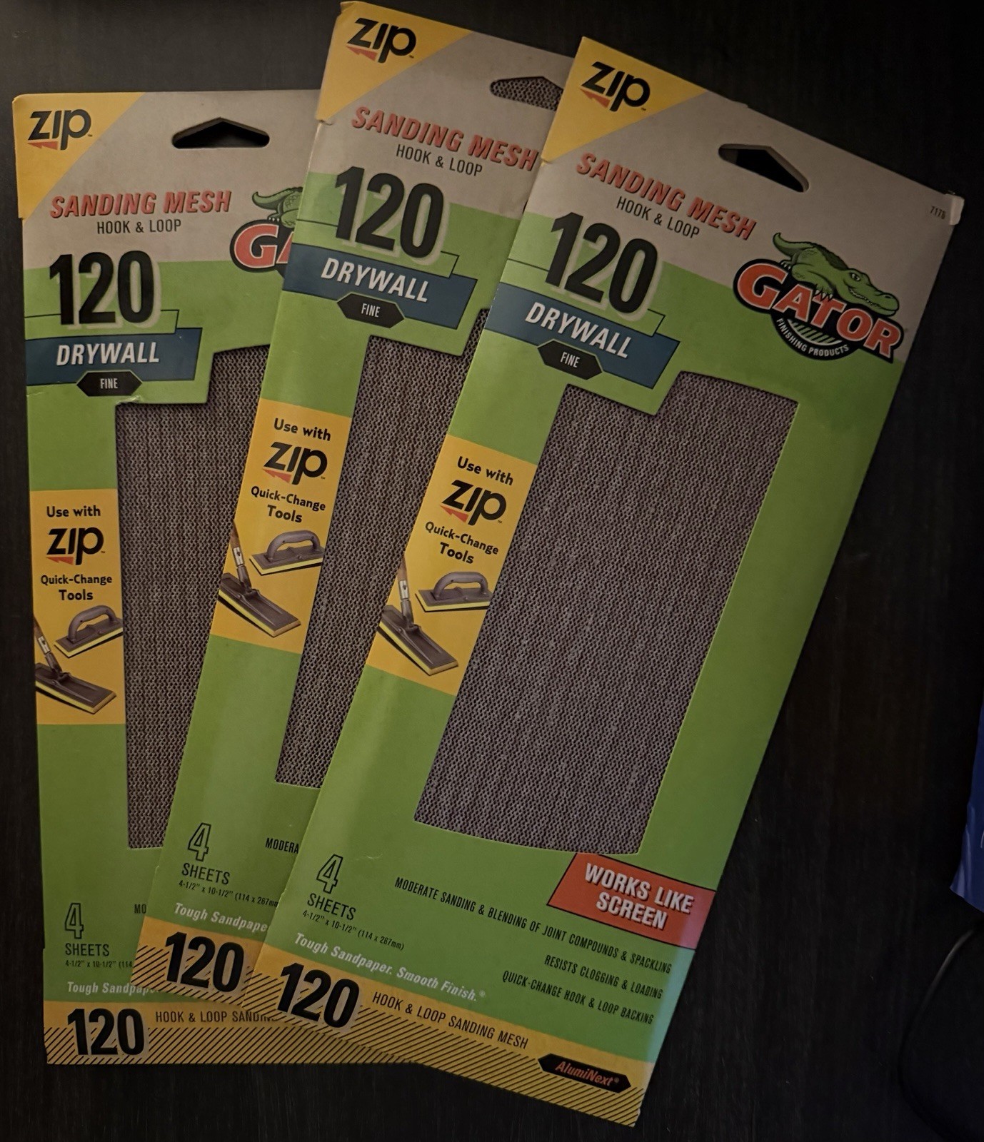 Gator Hook & Loop Drywall Fine Sanding Mesh Bundle 120Grit – 3 PACK