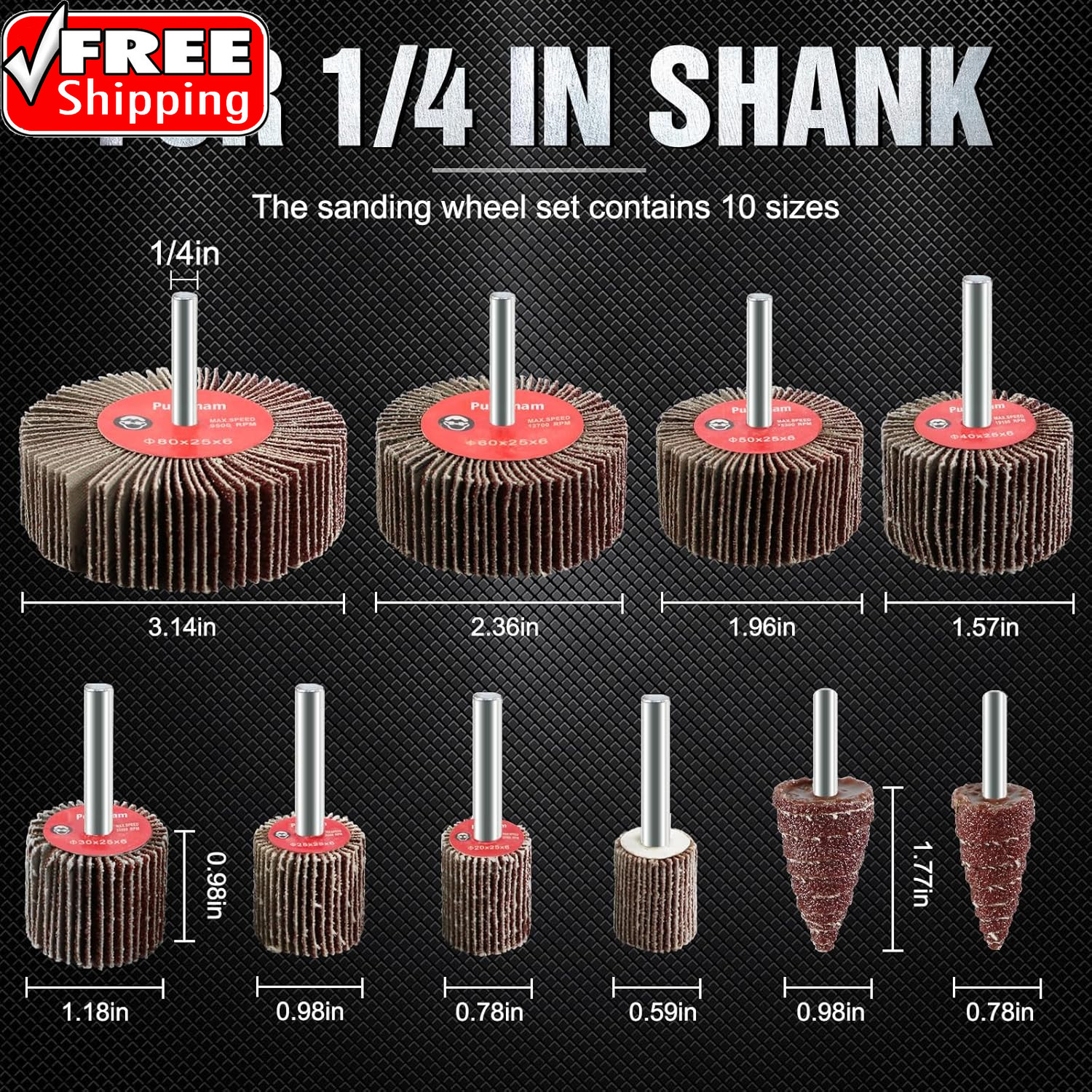 20 Pcs Flap Wheel Sander Set 80 Grit Sanding Wheel for Drill 1/4″ Shank for Meta