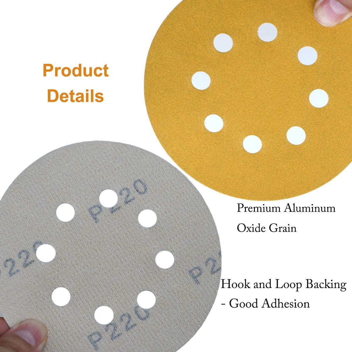 Efficient 5-Inch Sanding Discs 220-Grit with Dust Collection – 100 Count