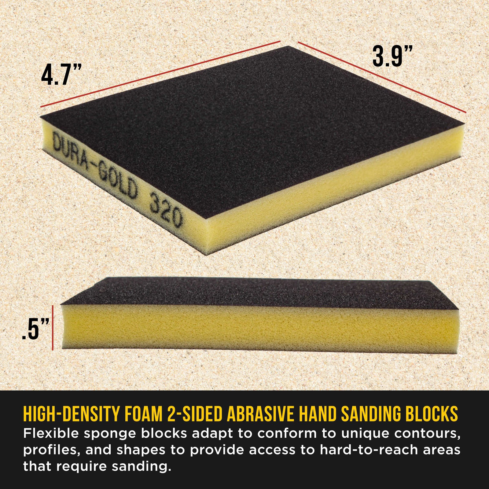 Double-Sided Sanding Sponge Corse Grit Variety Pack, Box of 20, 4.7″ x 3.9″