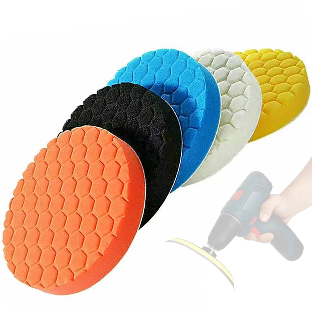 6-Inch Car Polishing Pads, 5-Piece Foam Set – Hook-and-Loop Backing, Heavy…