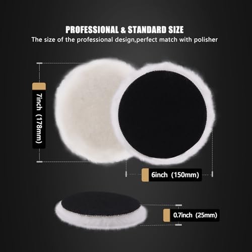 Wool Buffing Polishing Pad, 6Pcs 6 Inch () Lambwool Wool polishing Pads 150mm