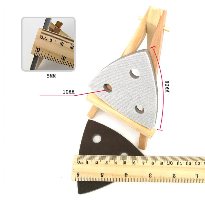 80mm 3 Hole Triangle Sponge Red Sandpaper Wet And Dry Sanding Disc 300-2000 Grit