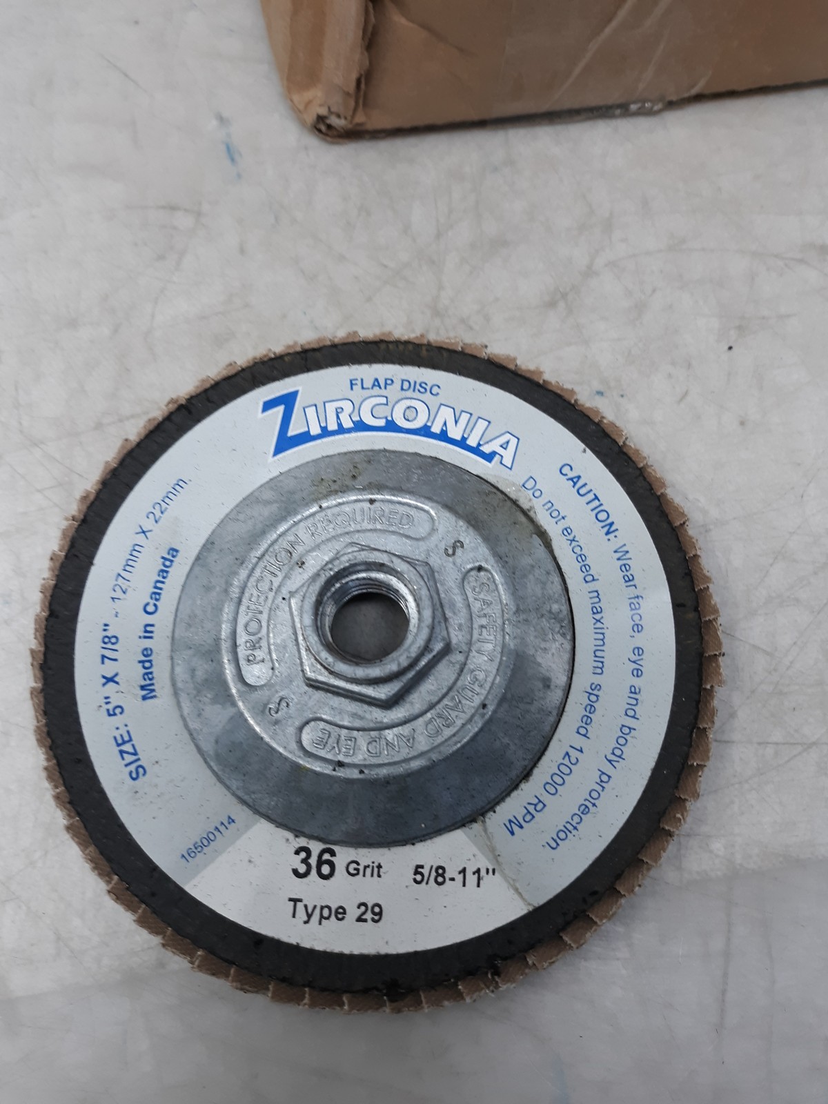 Set of 5 Zirconia Flap Discs 5″ x 7/8″ Type 29 36 Grit Sanding Wheels Canada