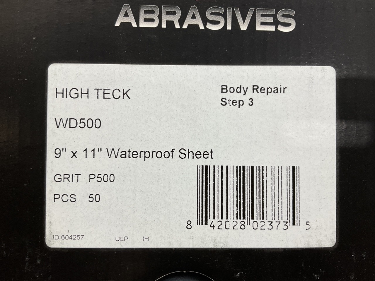 High Teck WD500 9″ X 11″ Waterproof Sandpaper Sheets, P500 Grit, 50 Sheets