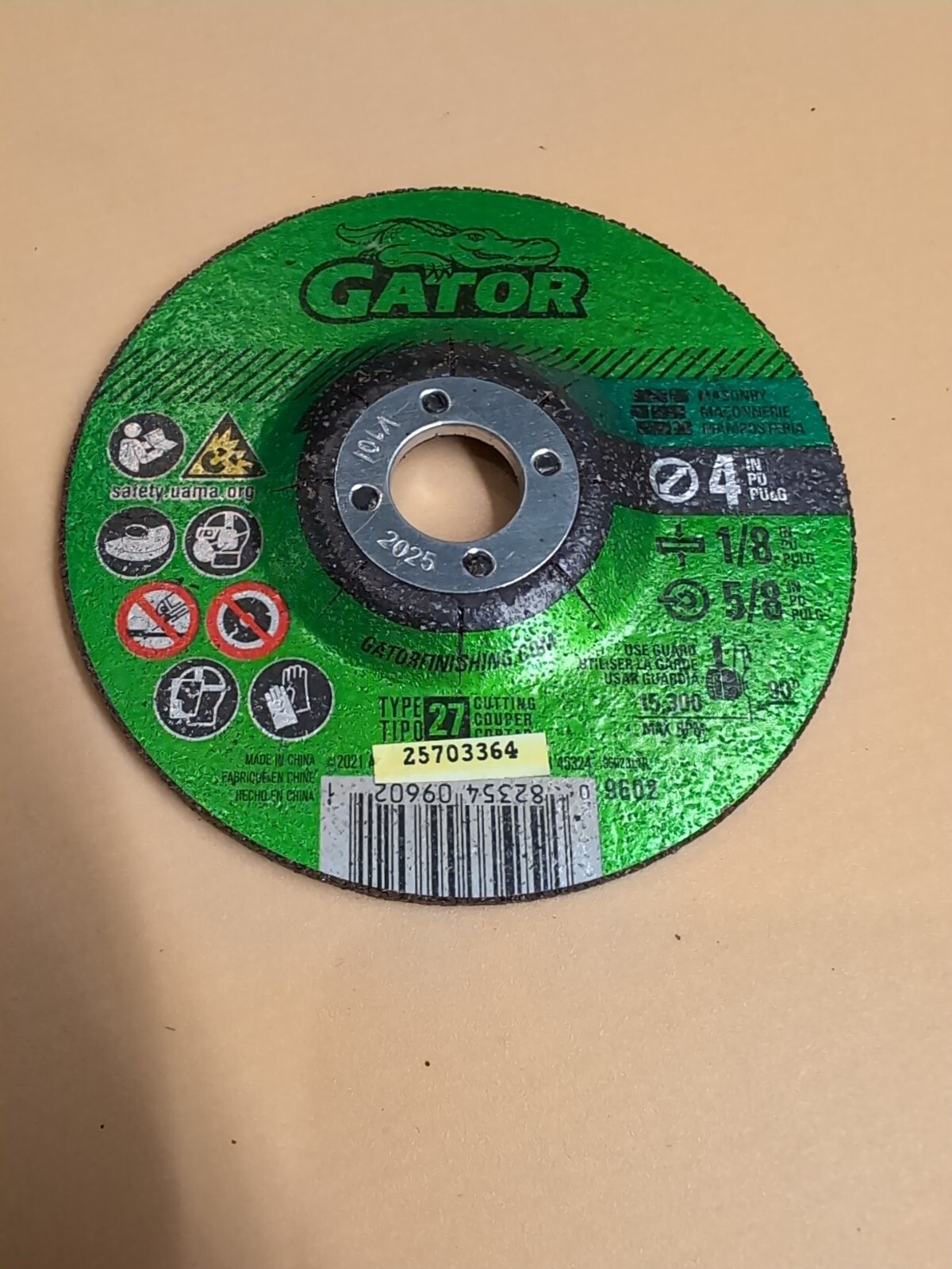 GATOR #9602 TYPE 27 FOR GRINDING MASONRY 4”x 1/8” x5/8” BRAND NEW 3 Pack
