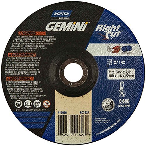 Norton 12626, 7″ x 1/16″ x 7/8″ Metal Cut Off Type 27, Pack of (20)