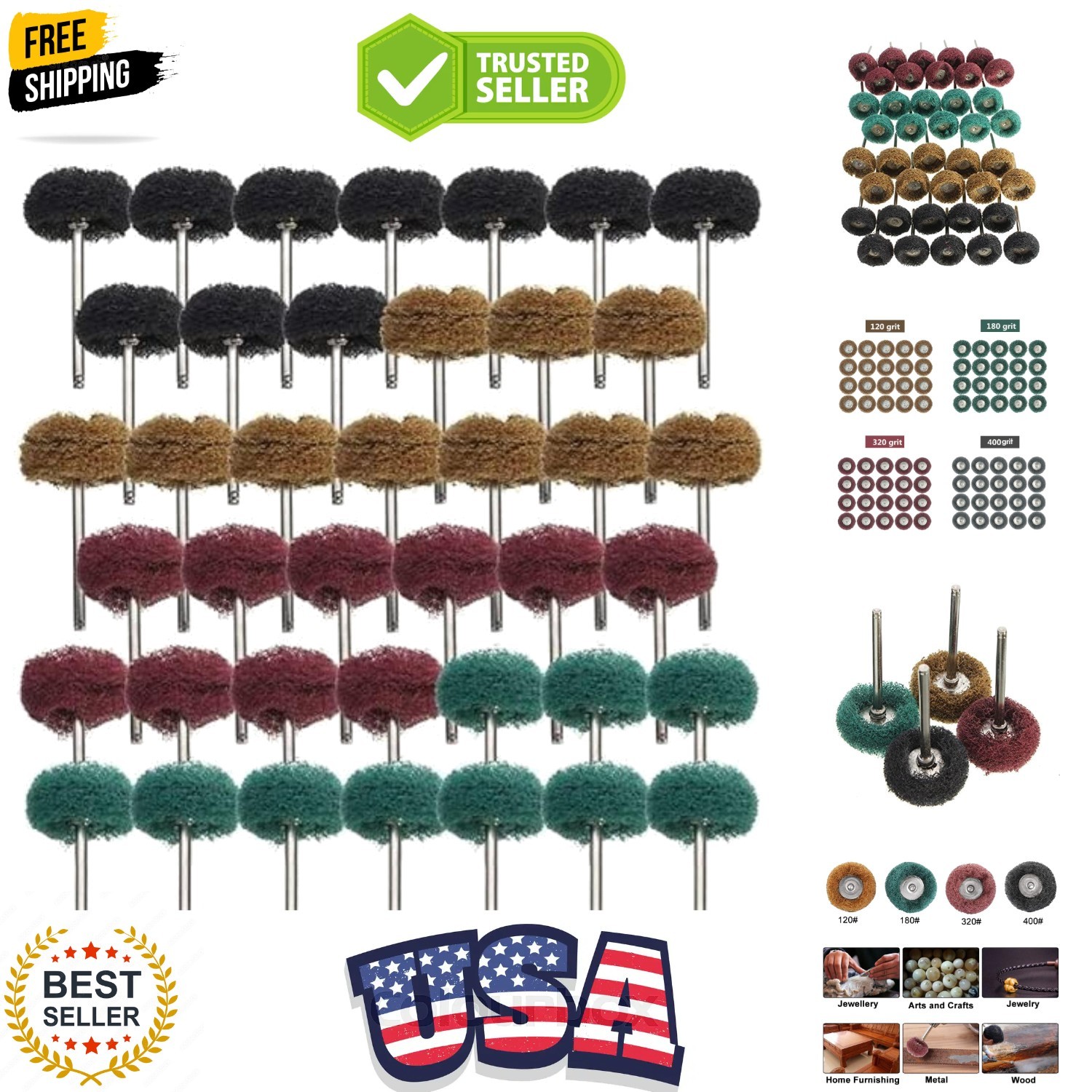 40 Pack 1 inch Abrasive Wheel Buffing Polishing Wheel Set for Rotary Tool – w…