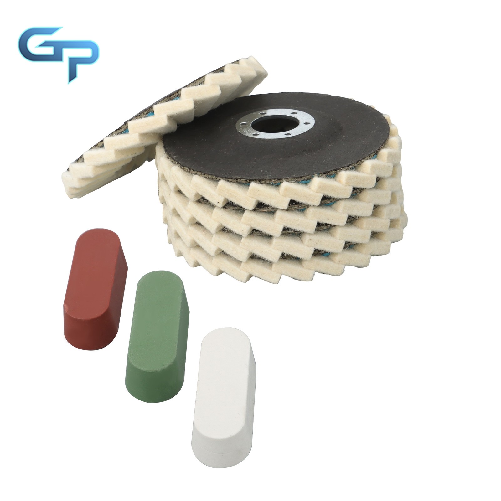 8 Pcs Wool Polishing Wheel Disc Set w/ Buffing Wheel and Compound 4-1/2 X 7/8″