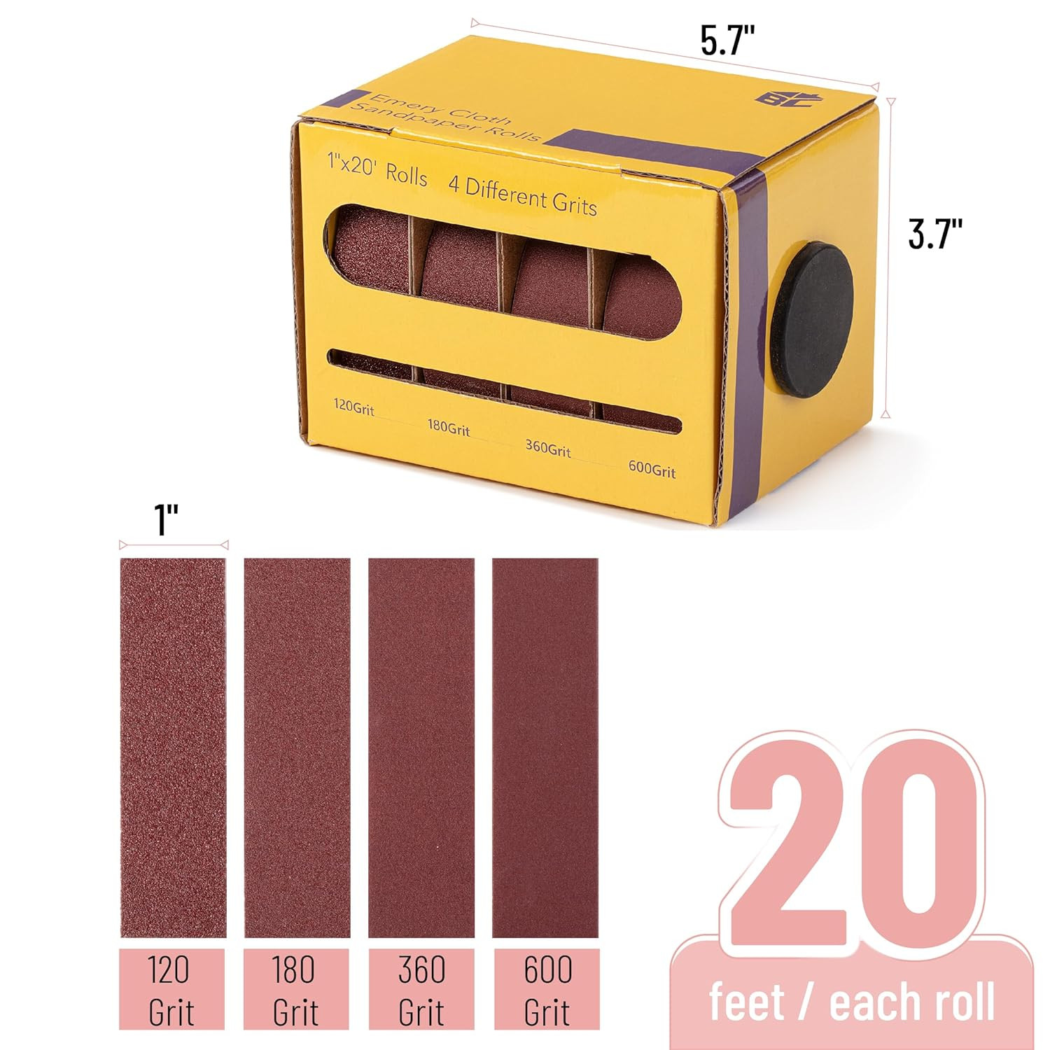 Bates- Emery Cloth Roll, ” X 20 FT, Grits, 120/180/360/600 Grit, Abrasive Sandp
