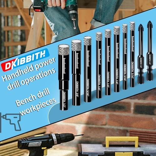 10 Pack Dry Diamond Drill Bits & Tile Drill Bit Set 10 Pcs Diamond Drill Bit