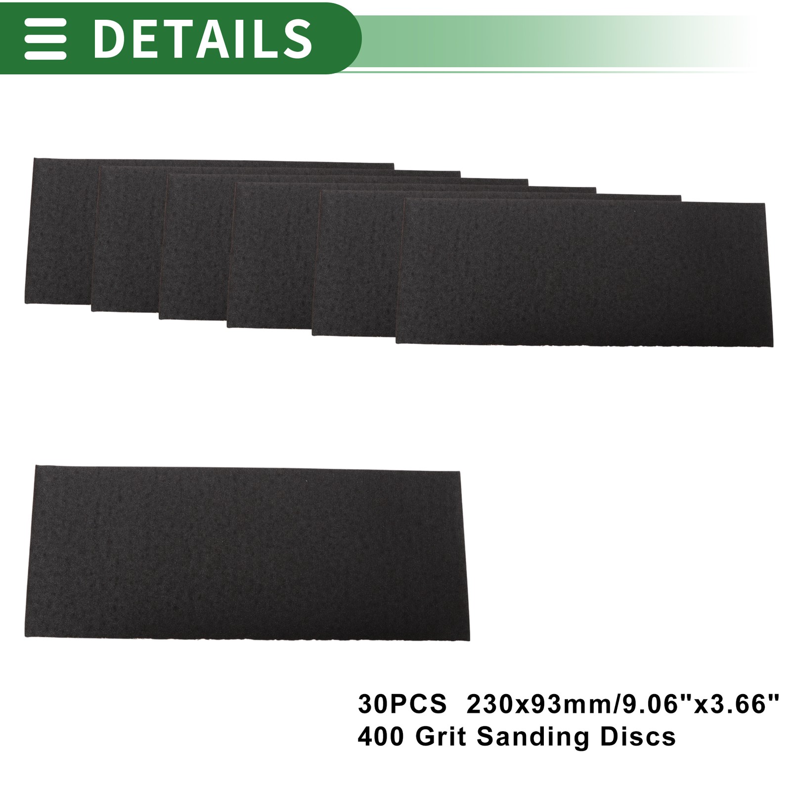 Sandpaper 230x93mm 400 Grit 30 Pcs Black Hook & Loop Sanding Sheets