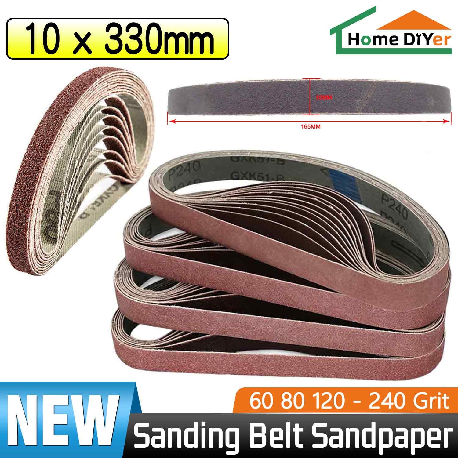 10 x 330mm Sanding Belt 0.4 x 13inch Abrasive Sandpaper 60 80 120 – 240 Grit
