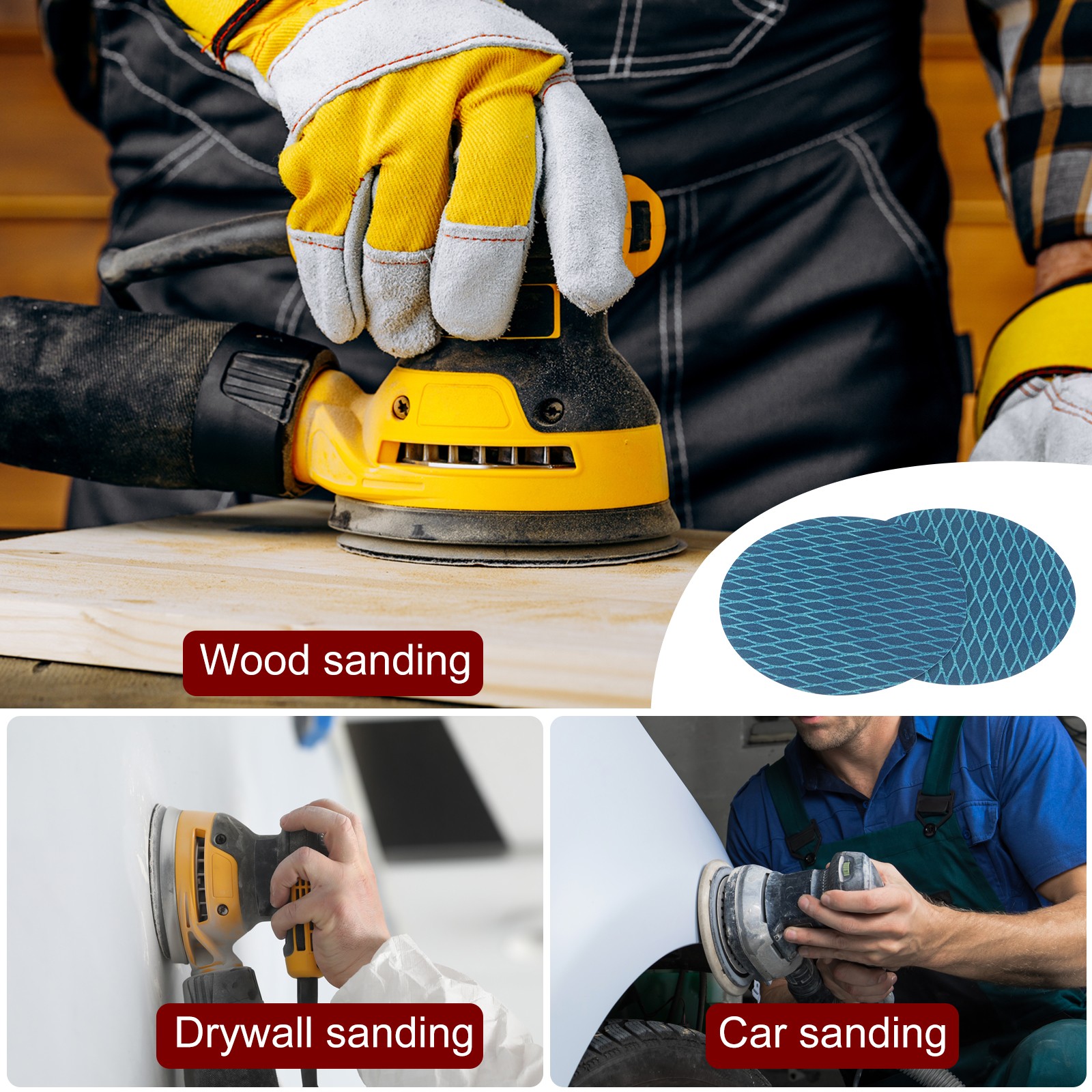 70pcs Diamond Shape Sanding Discs 6 Inch 60 Grit Hook & Loop Rhomb Sandpaper