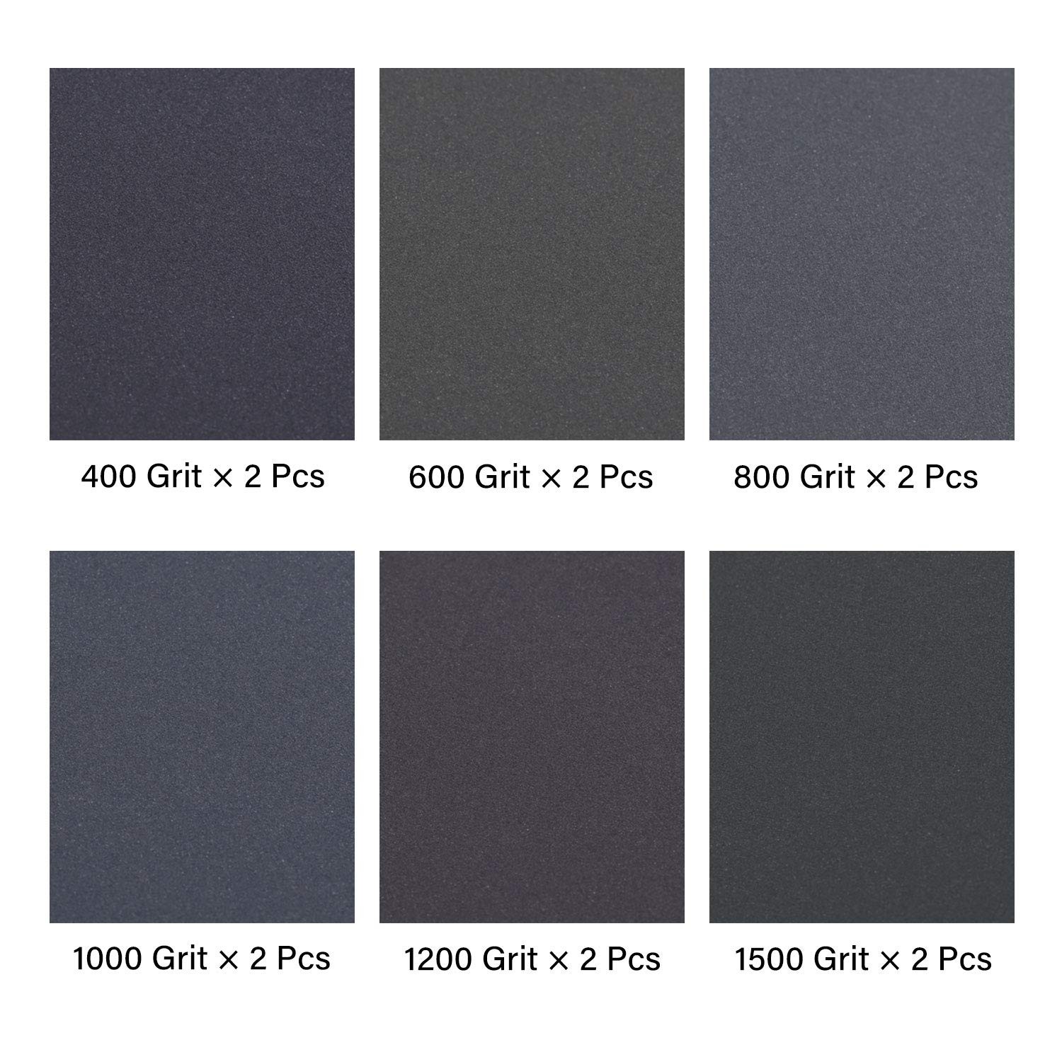 Abrasive Dry Wet Waterproof Sandpaper Sheets Assorted Grit of 400/600/ 800/10…