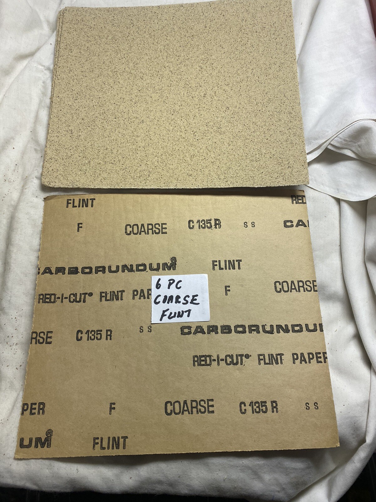 6 Sheets 9″x 10” Coarse Sandpaper Sheets Flint New Old Stock