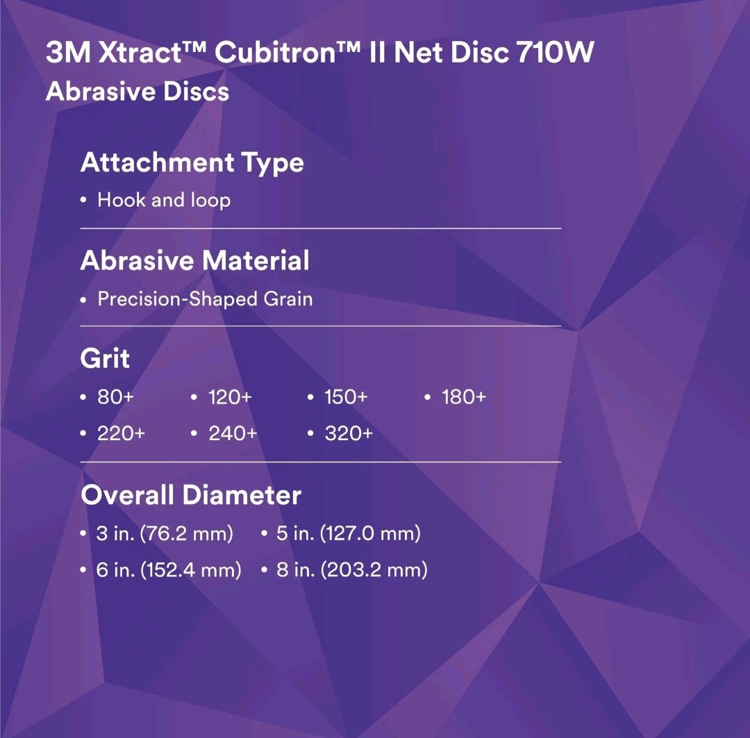 3M Xtract Cubitron II Net Disc 710W, 120+, 6 in x NH, Die 600Z