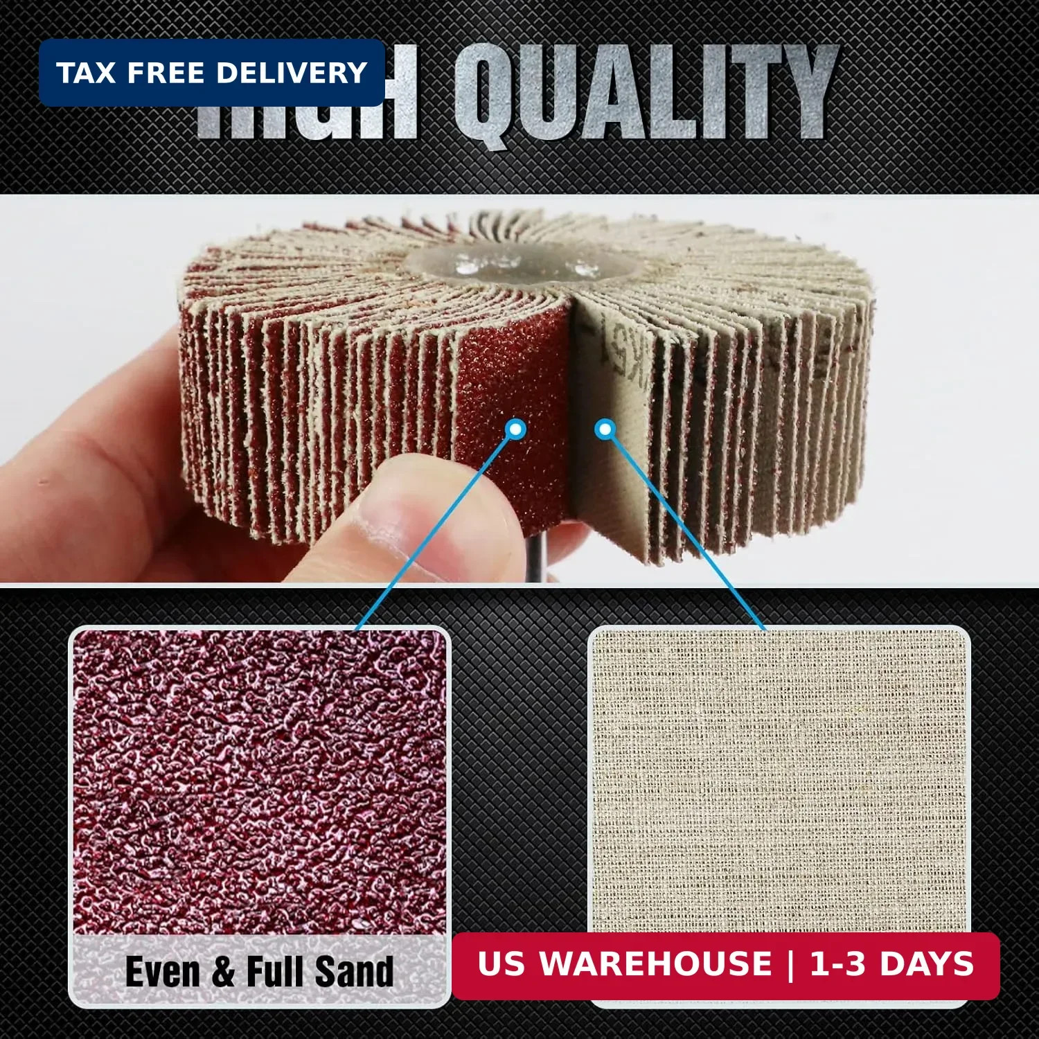 20 Pcs Flap Wheel Sander Set 80 Grit Sanding Wheel for Drill 1/4″ Shank for Meta