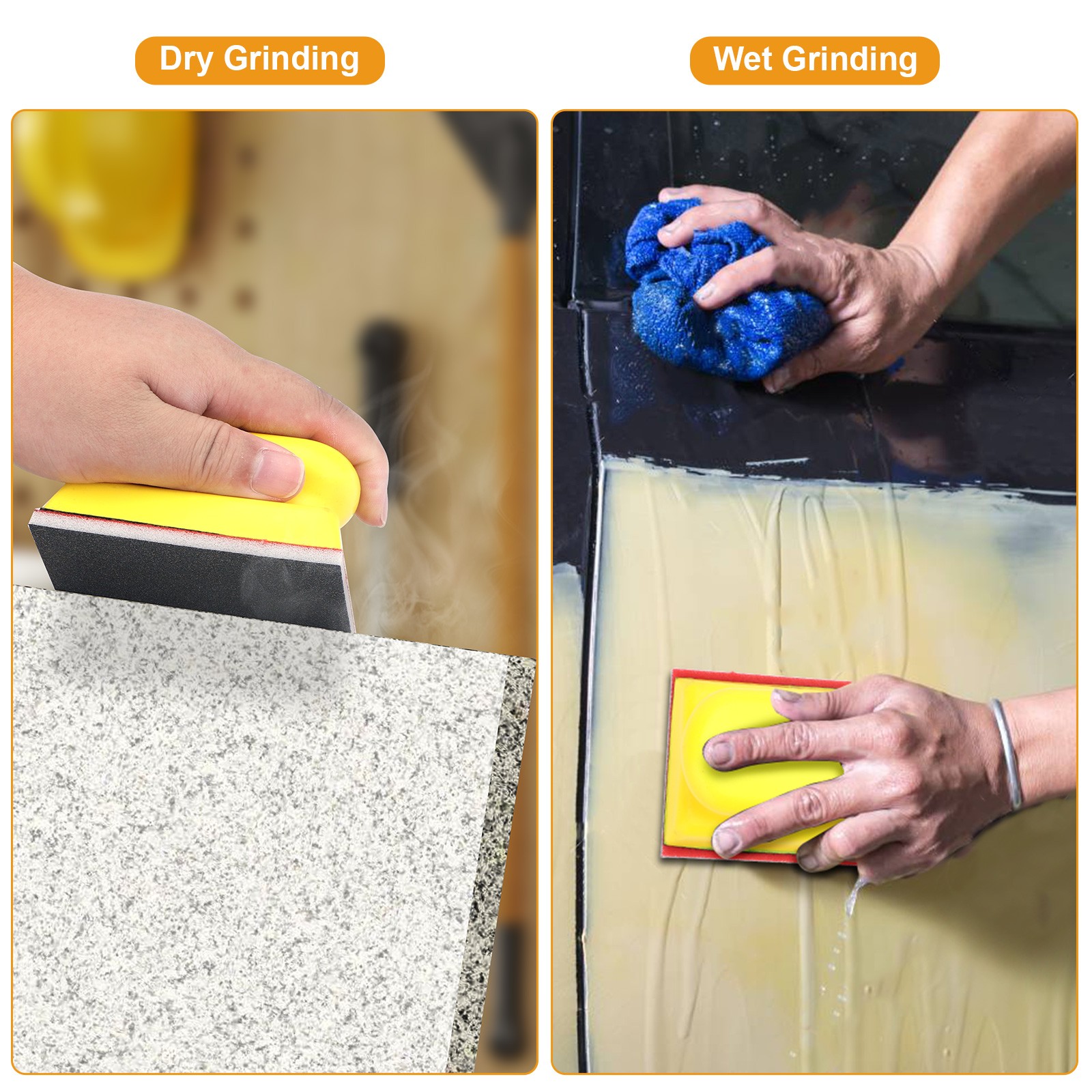 24x Sanding Sponge Set 180-3000 Grit + Hand Sanding Block for Wood Metal Drywall